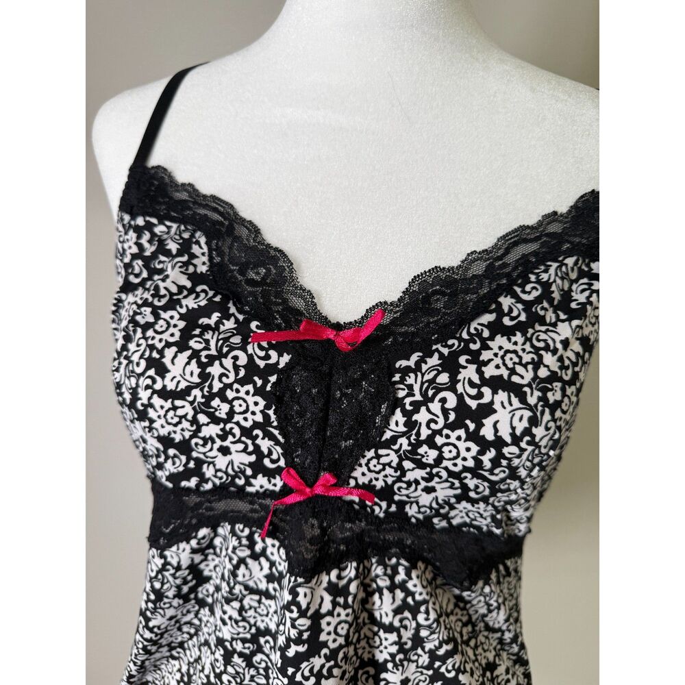 Y2k Marilyn Monroe Black Babydoll Tank Top Sz M Coquette Lace Trim Romantic - Picture 2 of 8